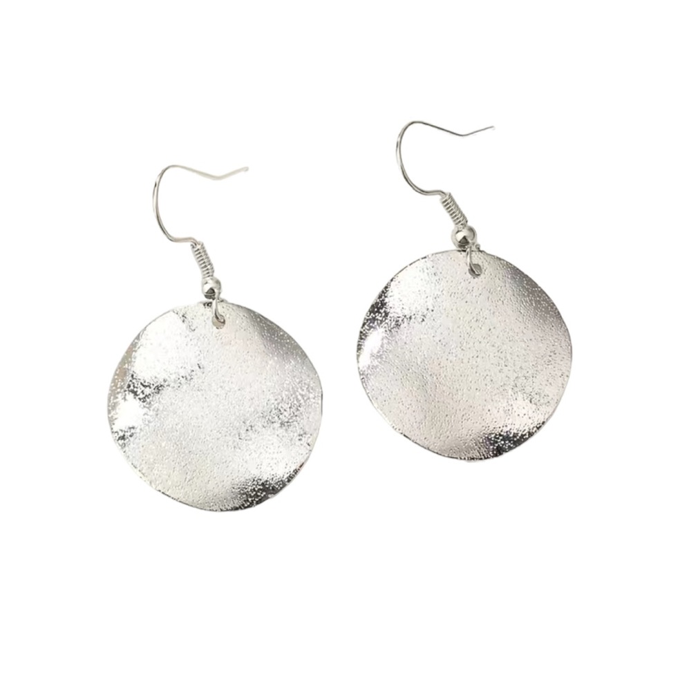 Irregular Shape Shimmery Silver Drop Earrings - image 1